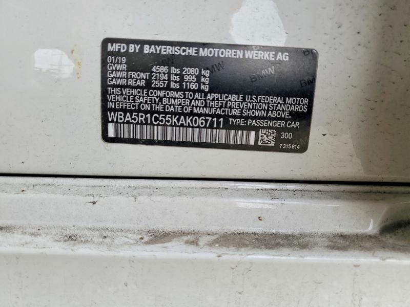 2019 Bmw 330i მანქანა იყიდება აუქციონზე, vin: WBA5R1C55KAK06711, აუქციონის ნომერი: 49426346