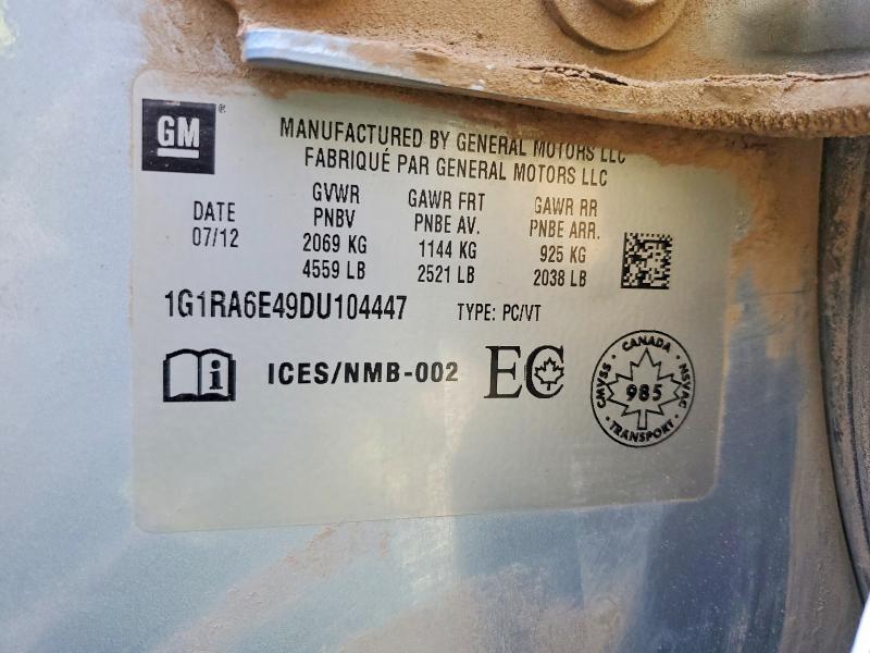 50581716 :رقم المزاد ، 1G1RA6E49DU104447 vin ، 2013 Chevrolet Volt مزاد بيع