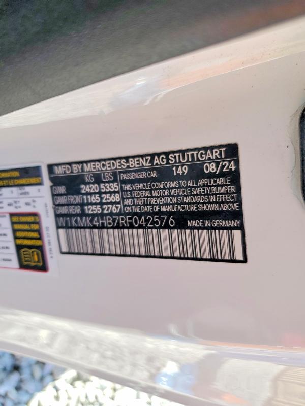 Aukcja sprzedaży 2024 Mercedes-benz Cle, vin: W1KMK4HB7RF042576, numer aukcji: 50059016