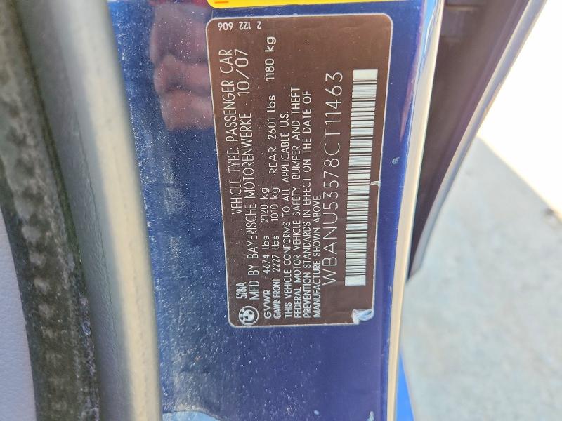 51127516 :رقم المزاد ، WBANU53578CT11463 vin ، 2008 Bmw 528 مزاد بيع