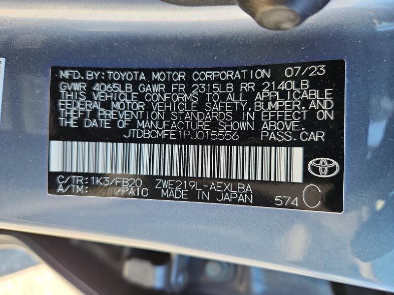 Aukcja sprzedaży 2023 Toyota Corolla Hybrid, vin: JTDBCMFE1PJ015556, numer aukcji: 50526176