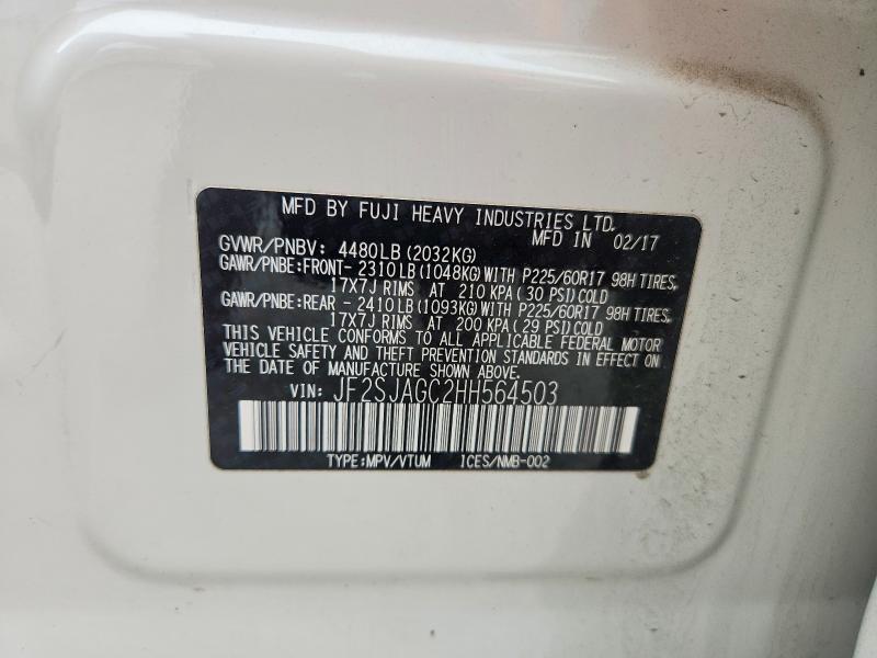 Aukcja sprzedaży 2017 Subaru Forester, vin: JF2SJAGC2HH564503, numer aukcji: 50172586