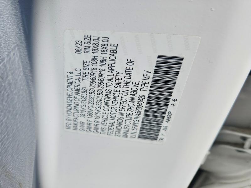 48978456 :رقم المزاد ، 5FNYG1H45PB043420 vin ، 2023 Honda Pilot مزاد بيع