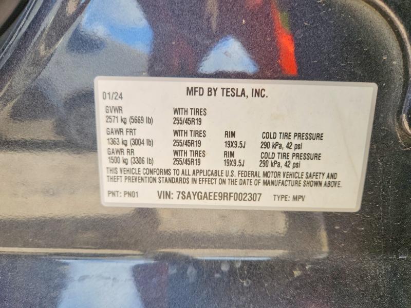 Продаж на аукціоні авто 2024 Tesla Model Y, vin: 7SAYGAEE9RF002307, номер лоту: 50993126