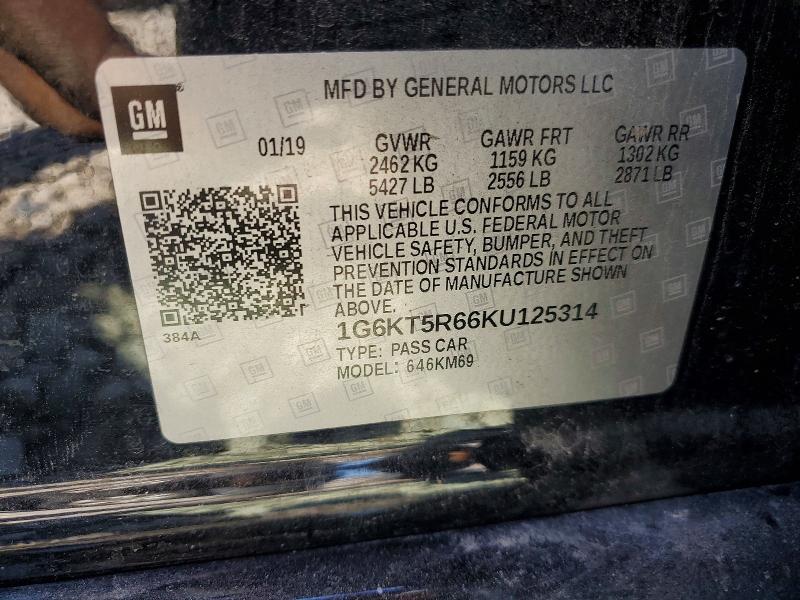 49061566 :رقم المزاد ، 1G6KT5R66KU125314 vin ، 2019 Cadillac Ct6 مزاد بيع