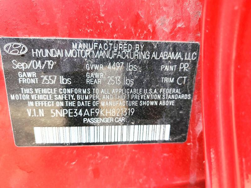 Продаж на аукціоні авто 2019 Hyundai Sonata, vin: 5NPE34AF9KH821319, номер лоту: 50804706