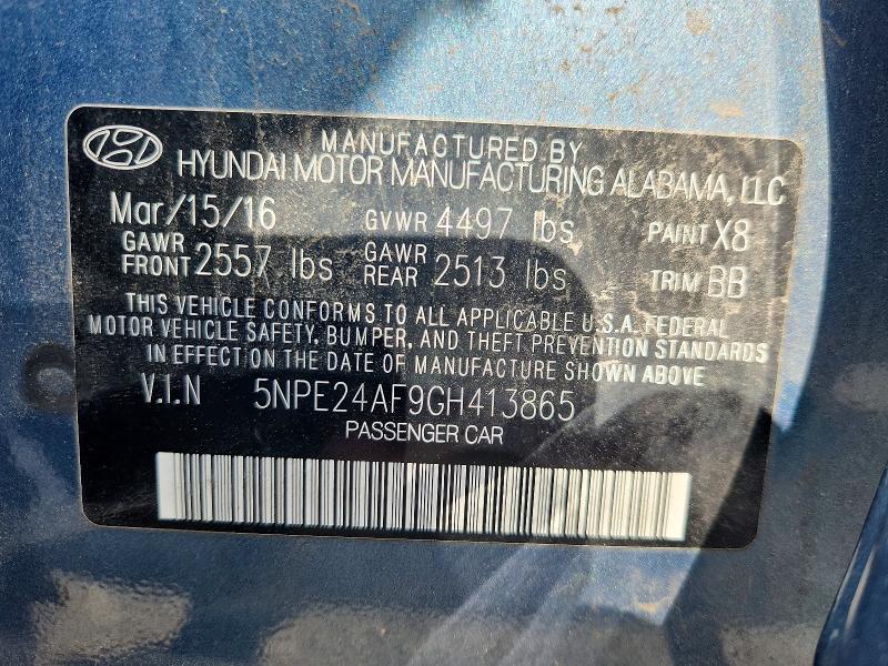 Продажа на аукционе авто 2016 Hyundai Sonata, vin: 5NPE24AF9GH413865, номер лота: 51163166