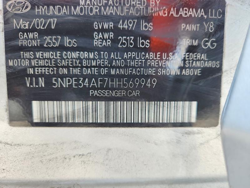 51650046 :رقم المزاد ، 5NPE34AF7HH569949 vin ، 2017 Hyundai Sonata مزاد بيع