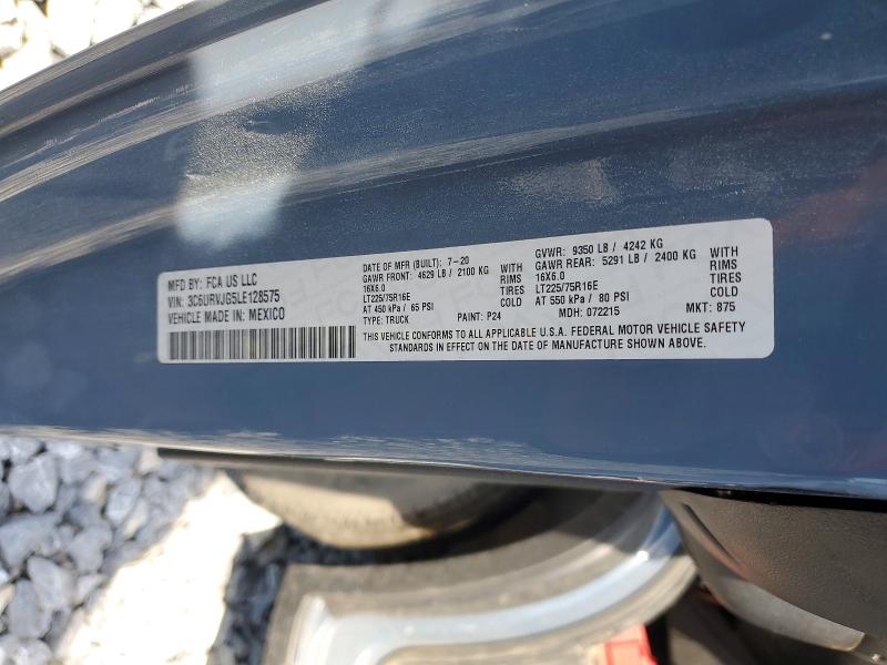 46657716 :رقم المزاد ، 3C6URVJG5LE128575 vin ، 2020 Ram Promaster 3500 مزاد بيع