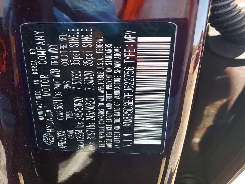 49750196 :رقم المزاد ، KM8R5DGE7PU622756 vin ، 2023 Hyundai Palisade مزاد بيع