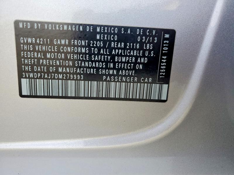49873556 :رقم المزاد ، 3VWDP7AJ7DM279993 vin ، 2013 Volkswagen Jetta مزاد بيع