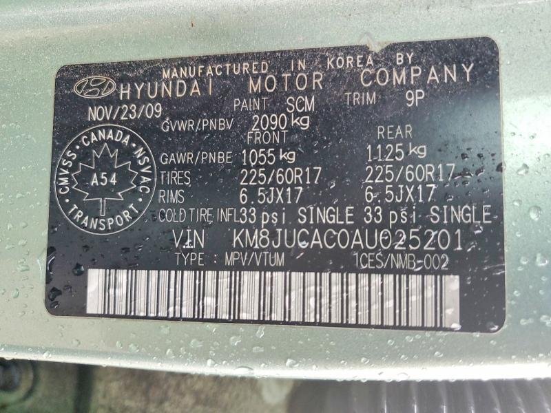 Aukcja sprzedaży 2010 Hyundai Tucson, vin: KM8JUCAC0AU025201, numer aukcji: 49098016
