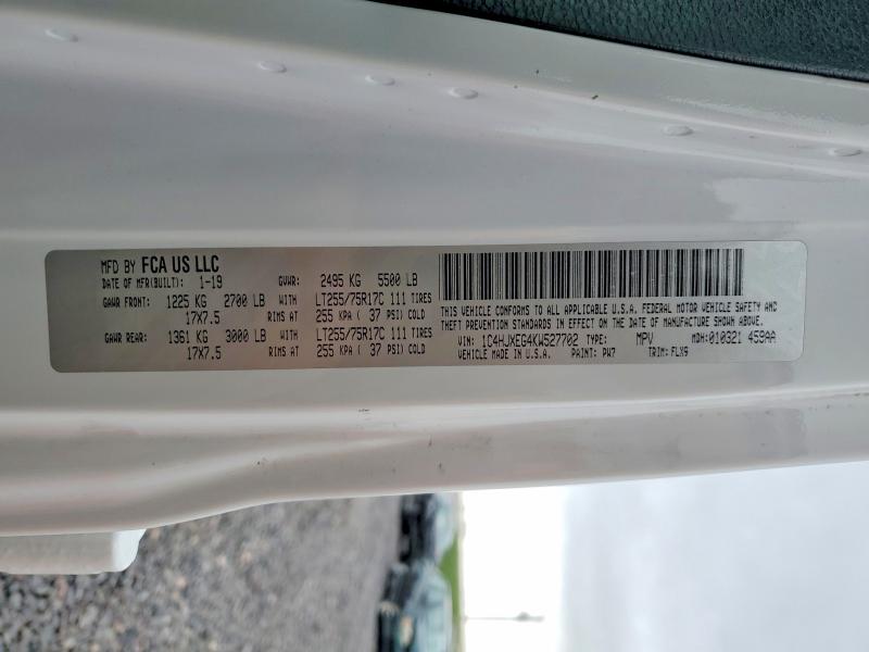 Продаж на аукціоні авто 2019 Jeep Wrangler Unlimited, vin: 1C4HJXEG4KW527702, номер лоту: 49824076
