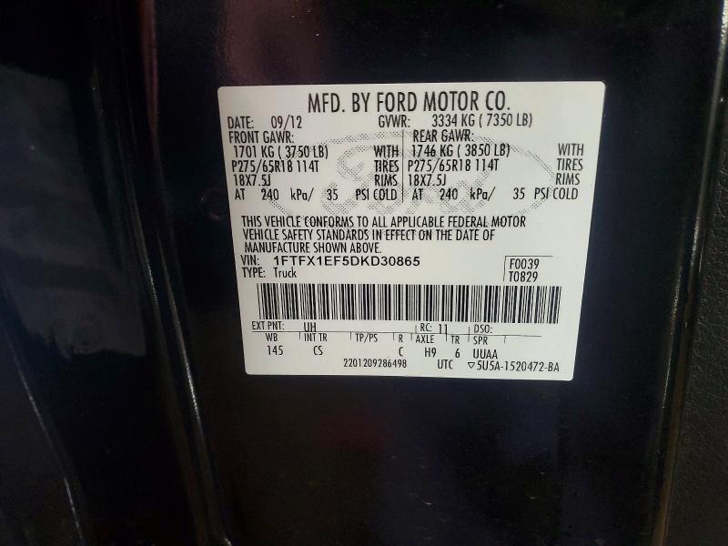 48608936 :رقم المزاد ، 1FTFX1EF5DKD30865 vin ، 2013 Ford F150 مزاد بيع