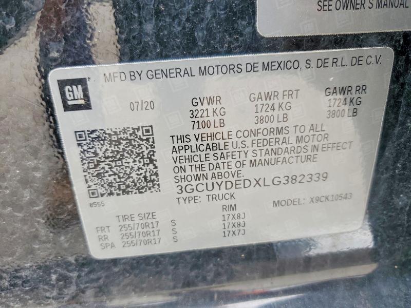Aukcja sprzedaży 2020 Chevrolet Silverado, vin: 3GCUYDEDXLG382339, numer aukcji: 51246366