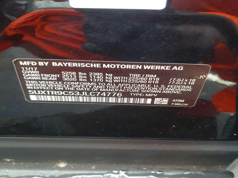 Продаж на аукціоні авто 2018 Bmw X3, vin: 5UXTR9C53JLC74776, номер лоту: 49423826