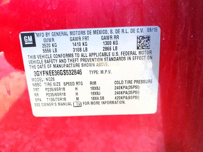 Aukcja sprzedaży 2016 Cadillac Srx, vin: 3GYFNEE36GS532846, numer aukcji: 48879906