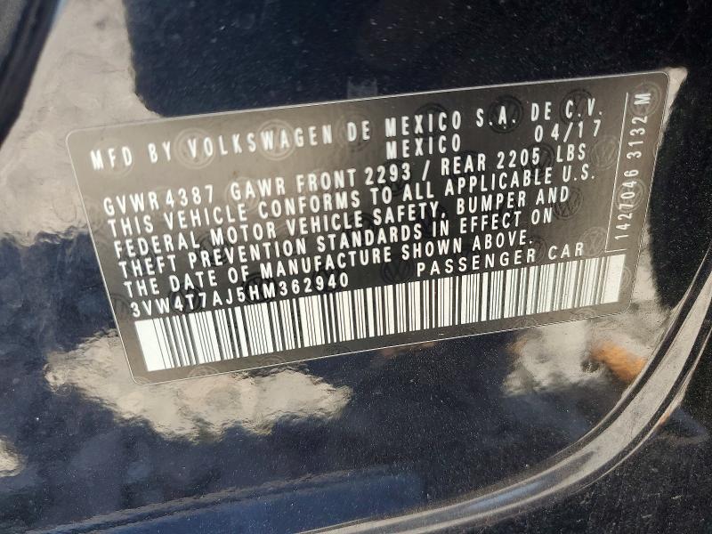 Продажа на аукционе авто 2017 Volkswagen Jetta, vin: 3VW4T7AJ5HM362940, номер лота: 50391686