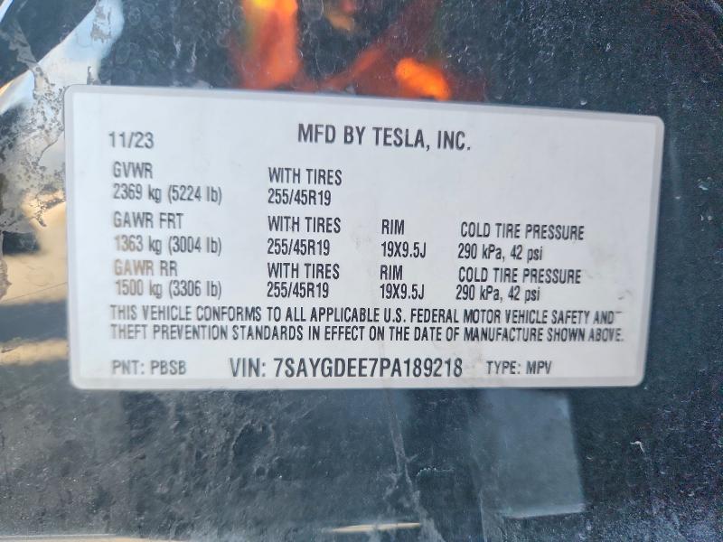51009426 :رقم المزاد ، 7SAYGDEE7PA189218 vin ، 2023 Tesla Model Y مزاد بيع