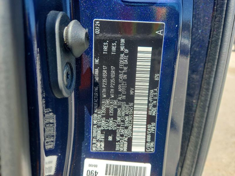 51985176 :رقم المزاد ، 5TDYRKEC2RS194516 vin ، 2024 Toyota Sienna مزاد بيع