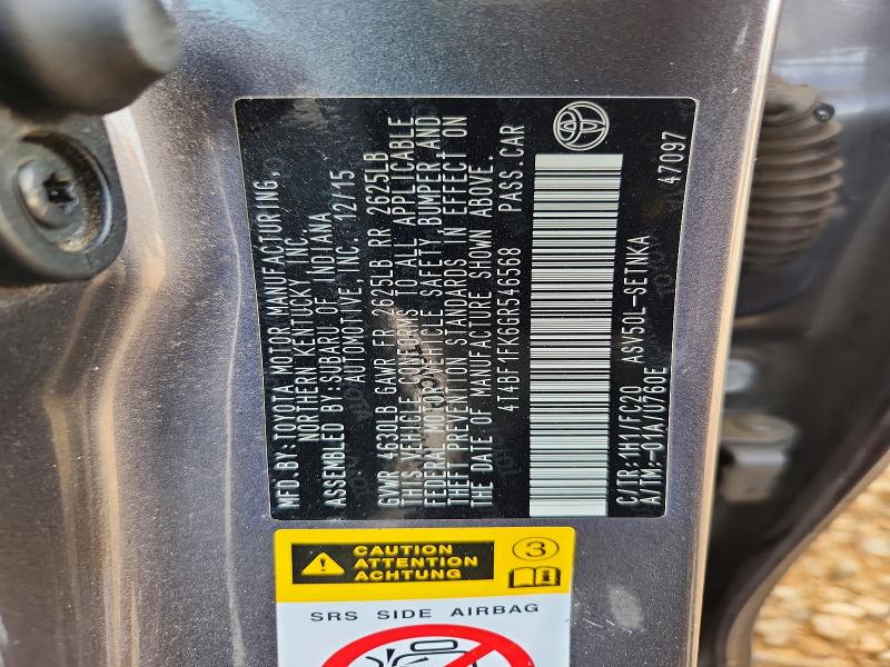 Продажа на аукционе авто 2016 Toyota Camry, vin: 4T4BF1FK6GR546568, номер лота: 50777256
