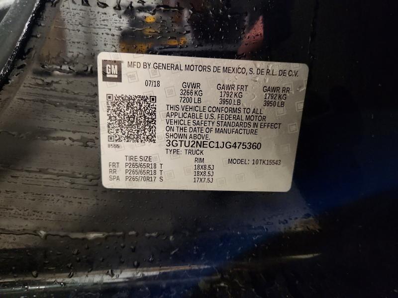 Aukcja sprzedaży 2018 Gmc Sierra, vin: 3GTU2NEC1JG475360, numer aukcji: 48387226