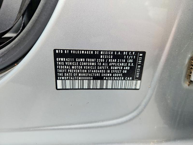 Продажа на аукционе авто 2012 Volkswagen Jetta, vin: 3VWDP7AJ7CM068856, номер лота: 49859016