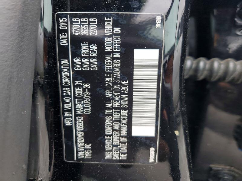 51155906 :رقم المزاد ، YV1612TM5F1359343 vin ، 2015 Volvo S60 مزاد بيع