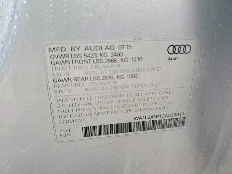 Aukcja sprzedaży 2016 Audi Q5, vin: WA1L2AFP1GA029913, numer aukcji: 51199166