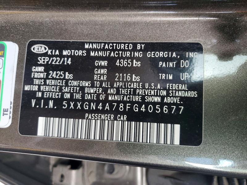 2015 Kia Optima მანქანა იყიდება აუქციონზე, vin: 5XXGN4A78FG405677, აუქციონის ნომერი: 48296376