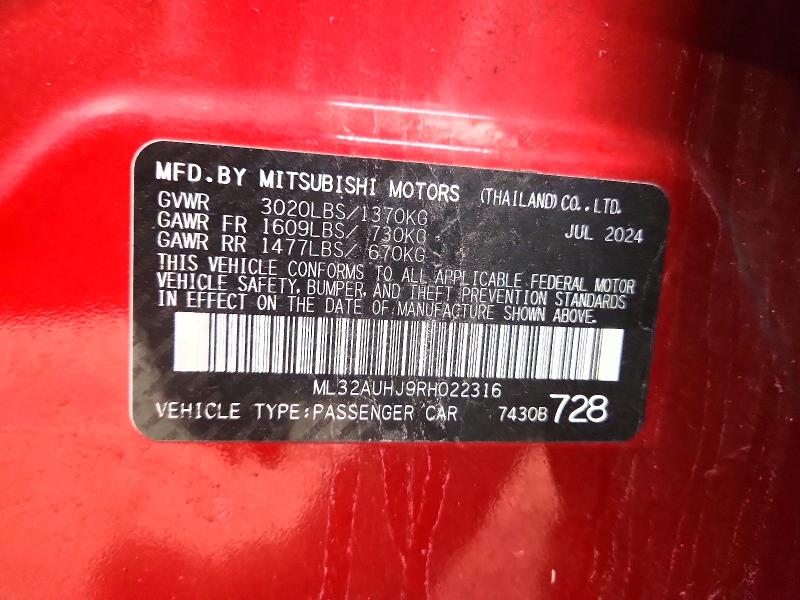 Продаж на аукціоні авто 2024 Mitsubishi Mirage, vin: ML32AUHJ9RH022316, номер лоту: 48992546