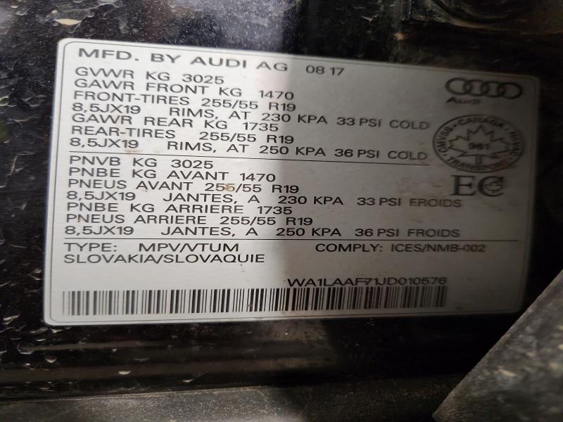 Продажа на аукционе авто 2018 Audi Q7, vin: WA1LAAF71JD010576, номер лота: 50795006