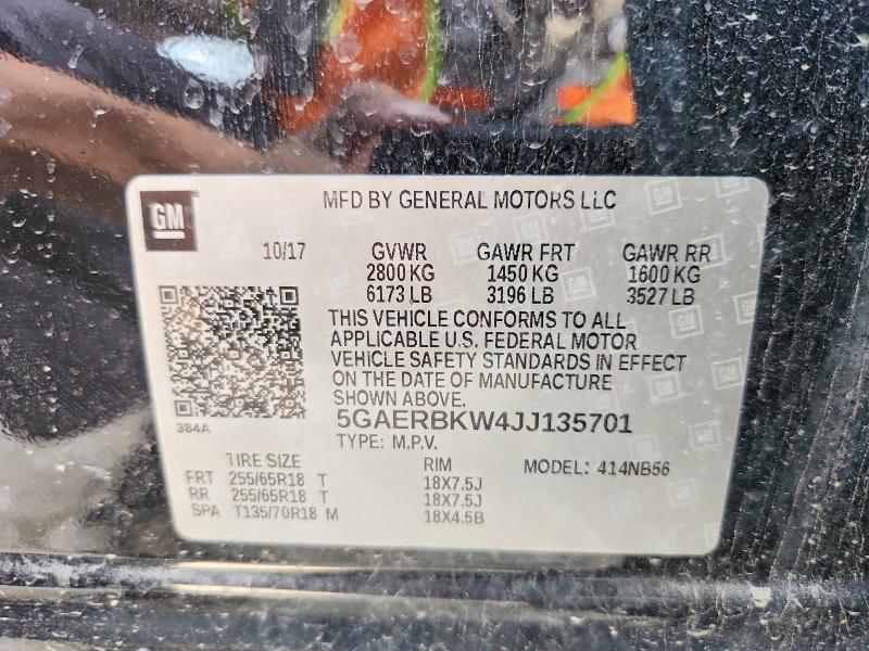 Aukcja sprzedaży 2018 Buick Enclave, vin: 5GAERBKW4JJ135701, numer aukcji: 49616566