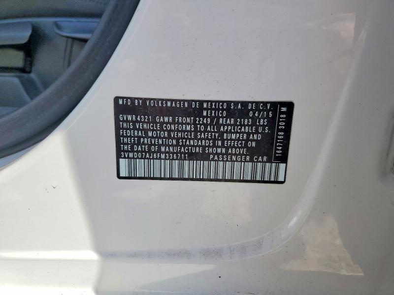 Aukcja sprzedaży 2015 Volkswagen Jetta, vin: 3VWD07AJ6FM336711, numer aukcji: 50806416