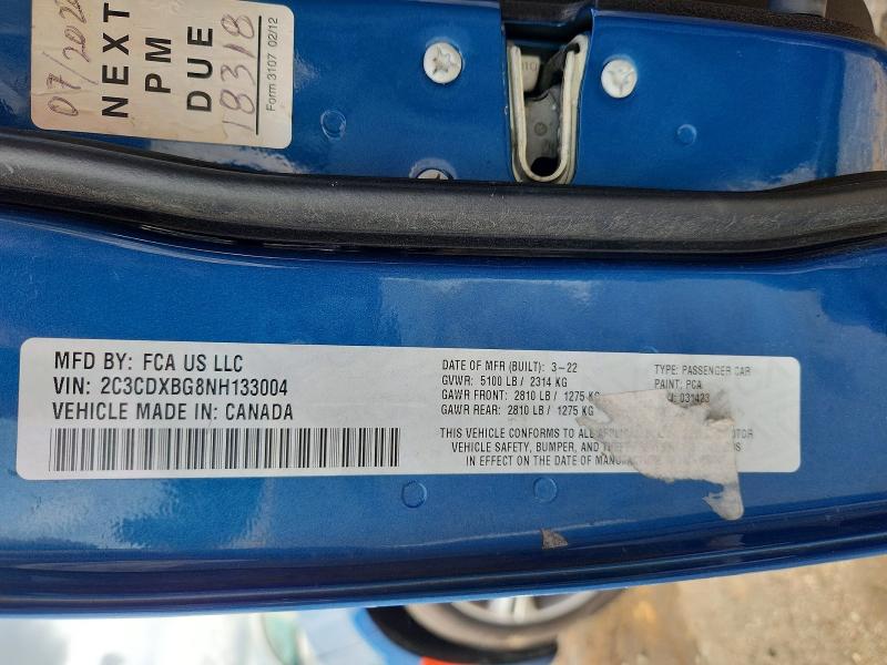 2022 Dodge Charger მანქანა იყიდება აუქციონზე, vin: 2C3CDXBG8NH133004, აუქციონის ნომერი: 48523616