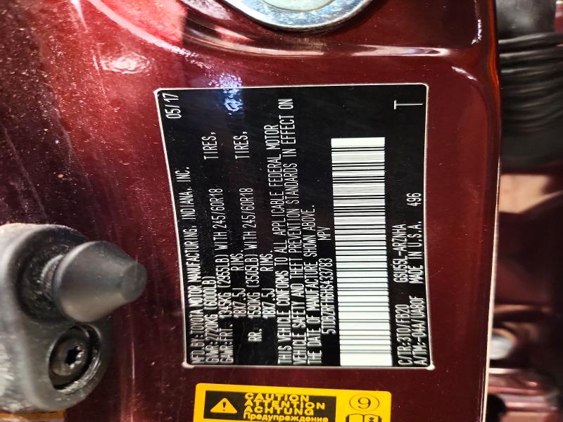 Продаж на аукціоні авто 2017 Toyota Highlander, vin: 5TDBZRFH6HS433783, номер лоту: 49798946