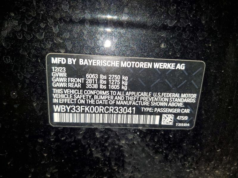 Aukcja sprzedaży 2024 Bmw I5, vin: WBY33FK00RCR33041, numer aukcji: 51528806