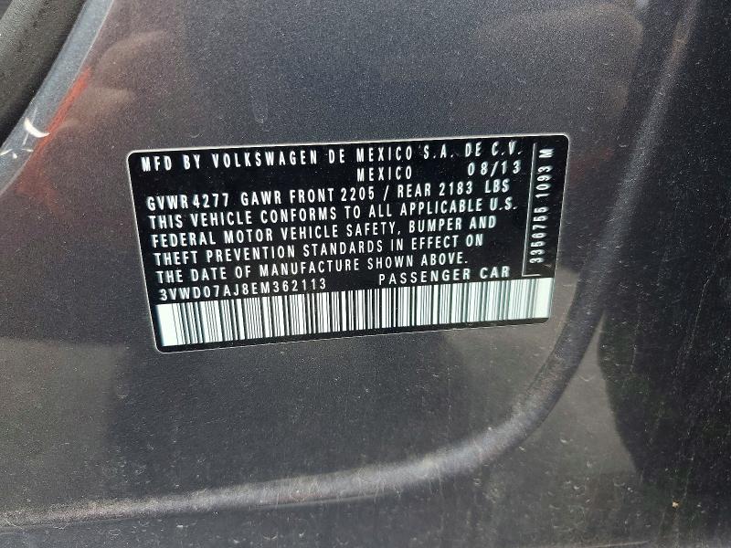 Продажа на аукционе авто 2014 Volkswagen Jetta, vin: 3VWD07AJ8EM362113, номер лота: 51002126