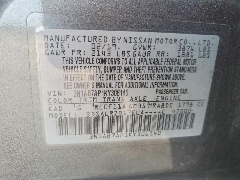 Продажа на аукционе авто 2019 Nissan Sentra, vin: 3N1AB7AP1KY306140, номер лота: 49549866