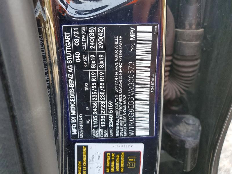 Aukcja sprzedaży 2021 Mercedes-benz Glc, vin: W1N0G8EB3MV300573, numer aukcji: 49060256