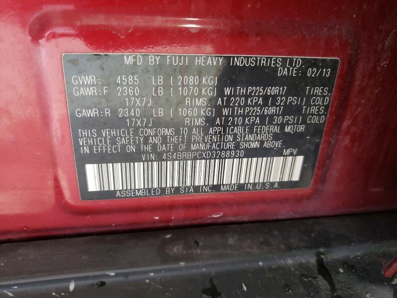 2013 Subaru Outback მანქანა იყიდება აუქციონზე, vin: 4S4BRBPCXD3288930, აუქციონის ნომერი: 48260056