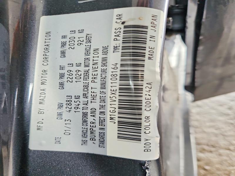 Auction sale of the 2014 Mazda 6, vin: JM1GJ1V5XE1108164, lot number: 49947856