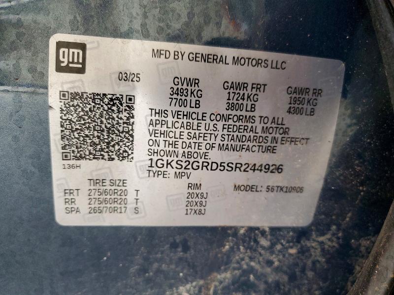 Продажа на аукционе авто 2025 Gmc Yukon Xl, vin: 1GKS2GRD5SR244926, номер лота: 50454756
