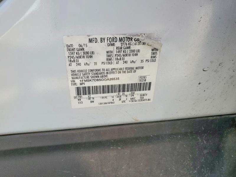 Продаж на аукціоні авто 2016 Ford Explorer, vin: 1FM5K7D85GGA26535, номер лоту: 50589356