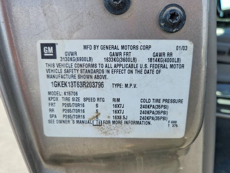 Продаж на аукціоні авто 2003 Gmc Yukon, vin: 1GKEK13T63R203796, номер лоту: 51325206