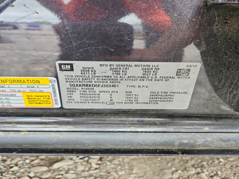 2015 Buick Enclave მანქანა იყიდება აუქციონზე, vin: 5GAKRBKD6FJ303461, აუქციონის ნომერი: 51242016