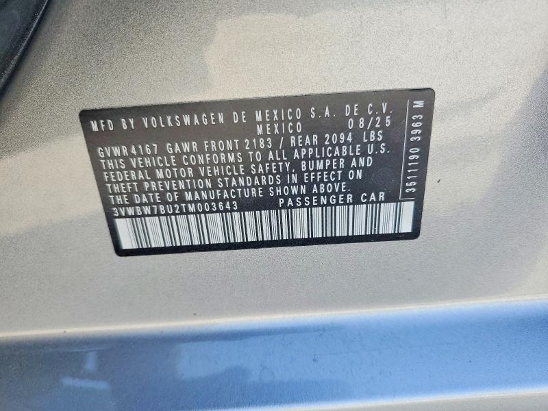 Продаж на аукціоні авто 2026 Volkswagen Jetta, vin: 3VWBW7BU2TM003643, номер лоту: 50610476