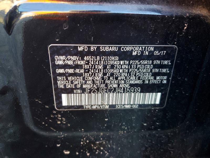 Продаж на аукціоні авто 2018 Subaru Forester, vin: JF2SJGEC2JH415939, номер лоту: 48588716