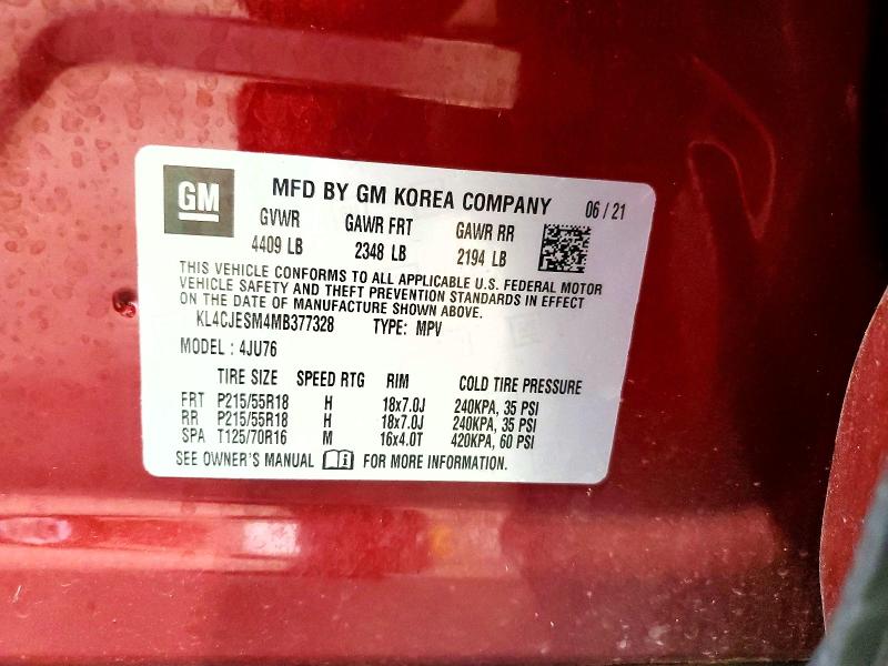 Aukcja sprzedaży 2021 Buick Encore, vin: KL4CJESM4MB377328, numer aukcji: 51117336