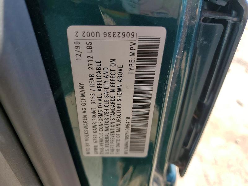 50678226 :رقم المزاد ، WV2MH4705YH095418 vin ، 2000 Volkswagen Eurovan مزاد بيع